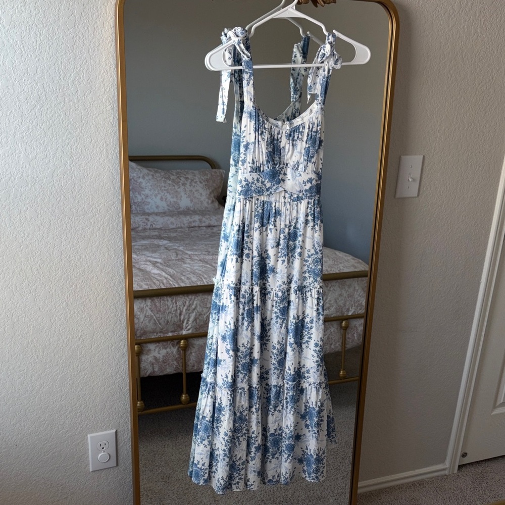 Altar'd State Blue and White Midi Dress